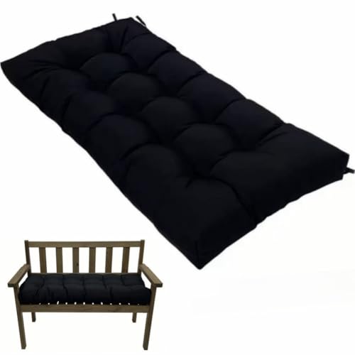 Waterproof Bench Cushions for Outdoor/Indoor Furniture,Tufted Patio Bench Seat Cushion, Swing Seat Cushion,Garden Loveseat Cushions,Waterproof Cushions for Lounger Garden (Black, 47.2x19.7in) - color: Black, size: 47.2x19.7in