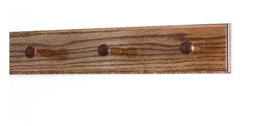 Solid Oak Shaker Peg Rack Made in The USA - Chestnut Stain 18 x 3.5 Inches with 3 Pegs - color: Chestnut, size: 18" x 3.5" with 3 pegs