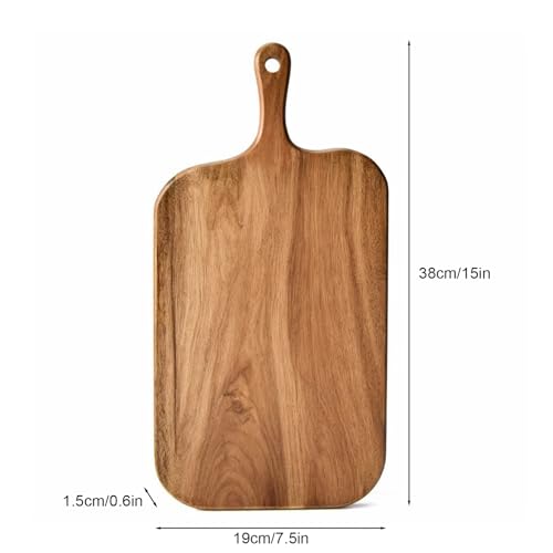 Linwnil Acacia Wood Cutting Board - Wooden Kitchen Cutting Board for Meat, Cheese, Bread, Vegetables & Fruits - Charcuterie Board & Cheese Serving Board with Handle (15"L x 7.5"W x 0.6"Th)
