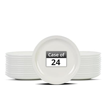 Stoneware Narrow Rim Commercial Grade Dinnerware America White, Plate 9", Case of 24 - color: America White, size: Plate 9"