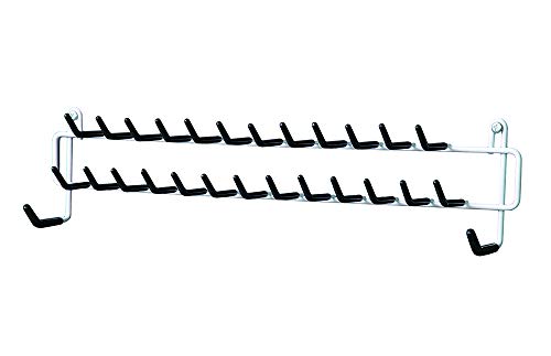 ClosetMaid 27-Hook Tie & Belt Rack, 2.38" D x 3.5" H x 15" W, White - size: 3.5