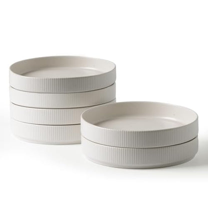 famiware Star 7.5" Pasta Bowls Set of 6, Plate Bowls, Matte White | Double Reactive Glaze, Microwave & Dishwasher Safe, Lead-free and Cadmium-free, Stoneware Scratch Resistant, Kitchen Bowls - color: White - Full Glaze Matte, size: 6 pcs