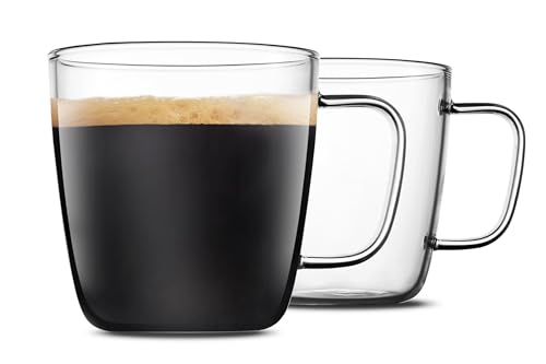 LUXU Glass Coffee Mugs, 24 oz Ice coffee cups,Large Beer Mugs Set of 2 | Everyday Drinkware,Water Glass,Glass Drink Tumblers,Bar Glassware,Borosilicate Glass Mugs with Handle for Hot/Cold Beverages - style: 24 oz large tea cups