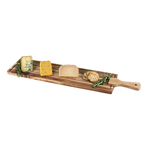 Twine Rustic Farmhouse Tapas Board Serveware, Acacia Wood Plank, Cheese Tray with Handle Brown - style: Tapas Cheese Board