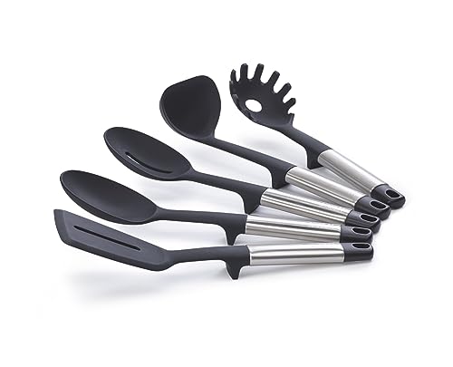 Joseph Joseph Elevate 5-piece Silicone Kitchen Utensils Carousel, BPA Free, Heat Resistant Non Stick Utensil Set, Weighted Stainless Steel Handles - style: Utensils Set