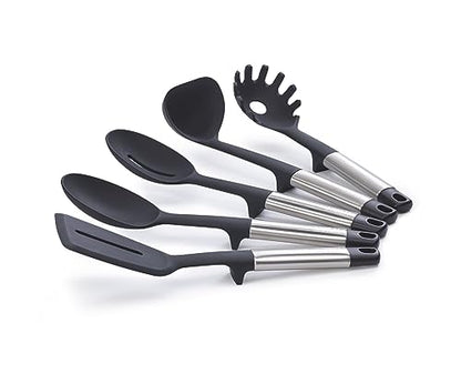 Joseph Joseph Elevate 5-piece Silicone Kitchen Utensils Carousel, BPA Free, Heat Resistant Non Stick Utensil Set, Weighted Stainless Steel Handles - style: Utensils Set