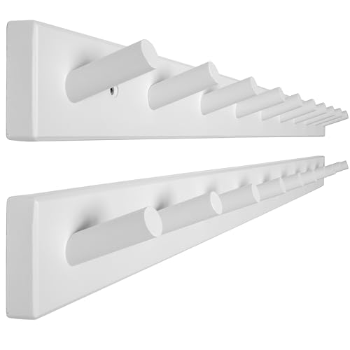 WEBI Coat Rack Wall Mounted,10 Hooks,38" Long Coat Hanger Wall Mount,Peg Rail Hat Hooks for Hanging Caps,Jacket,Clothes,Coats,White,2 Packs - color: White, size: 38 inch(2 Packs)