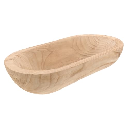 GLEAVI Beautiful Large Wooden Bowl Decorative Bread Bowl Rustic Table Centerpiece for Kitchen - color: Light Yellow
