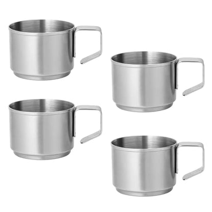 ZPUFAW 4Pcs Espresso Cups 4 oz Expresso Shots Cups 18/8 Stainless Steel Coffee Cups Set of 4