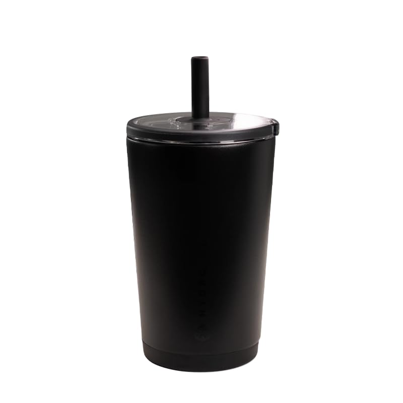 HydroJug Everyday Tumbler 14 oz, Ceramic-Lined Straw Cup, Black - color: Black, size: 14 Ounces