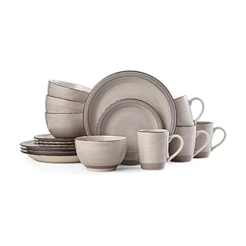 Pfaltzgraff Sadie 16-Piece Cream Dinnerware Set, Service for 4, Durable Stoneware Plates and Bowls with Classic Design, Microwave and Dishwasher Safe - color: Cream