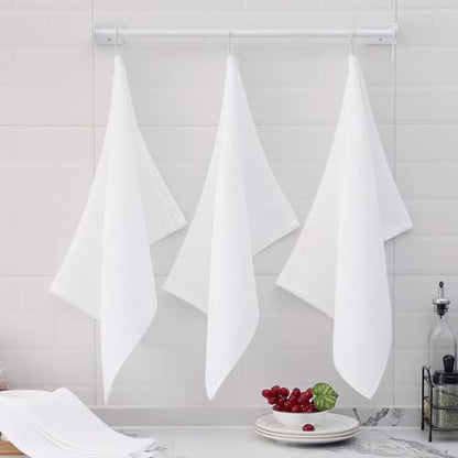Homaxy 100% Cotton Oversized Waffle Weave Kitchen Towels 8-Pack, White | 20 x 28 Inches, Ultra Soft Absorbent Dish Towels, Quick Drying Large Cleaning Towels - color: White, size: 20 X 28 - 8 Pack