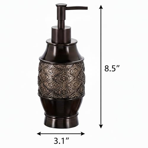 Creative Scents Dublin Brown Bathroom Soap Dispenser Set of 2 | Decorative Resin 8 Oz. Hand Soap and Lotion Dispenser Bottles with Matching Pumps - Bathroom Countertop Accessories Decor - style: Soap dispenser set