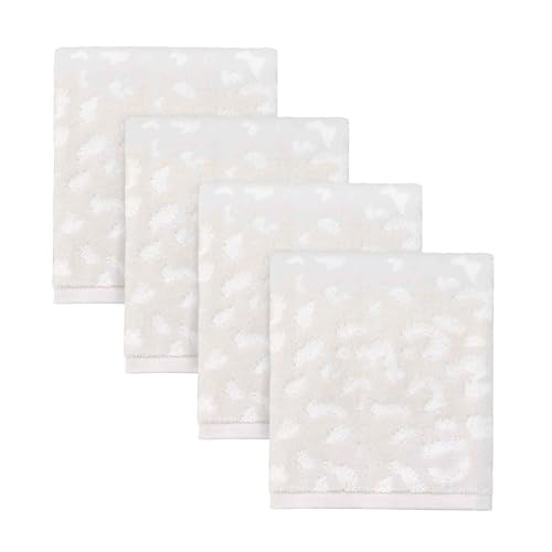 Nicole Miller - Washcloths, Soft & Absorbent Cotton Towels, Dorm Room Essentials, Set of 4 (Celina Collection, Cream) - size: 4pc Washcloths