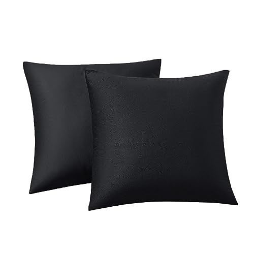 RainRoad Black Throw Pillows Covers 20x20 Inch Set of 2,Velvet | Soft Velvet Decorative Pillow Covers 20x20 Inch for Couch Bed - color: Black, size: 20" x 20" (Pack of 2)