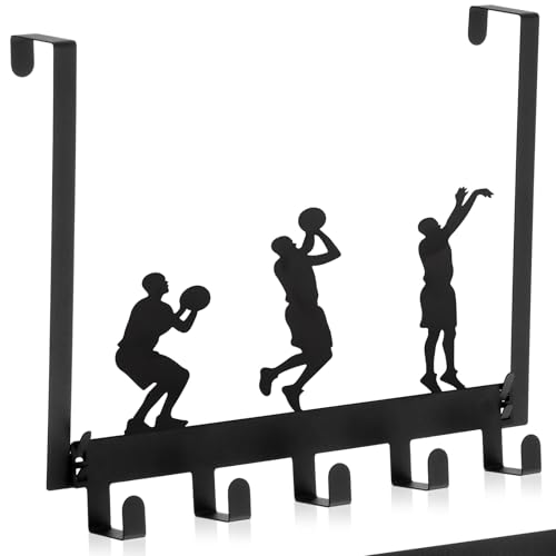 Reallnaive Basketball Room Decor Over The Door Hooks Bathroom Hanger Wall Mount Rack Holder for Towel, Hat, Coat, Cloth, Keychain, Bag, Christmas Gift - style: Basketball Player