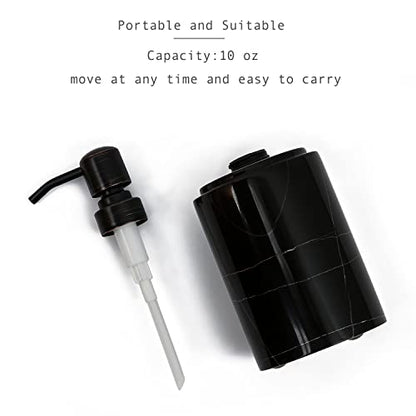 JIMEI Black Marble Soap Dispenser Hand or Dish for Bathroom & Kitchen | Decorative Natural Stone Liquid Soap/Lotion Dispenser - Stainless Steel Soap Dispenser Easy-Glide Pump - Refillable