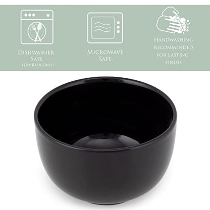 Elanze Designs Bistro Glossy Ceramic 4 inch Cute and Small Dessert Bowls Set of 4 - Perfect for Everyday uses from Snacks, Ice Cream, Candy and Treats, Black - color: Black, style: 4 inch Dessert