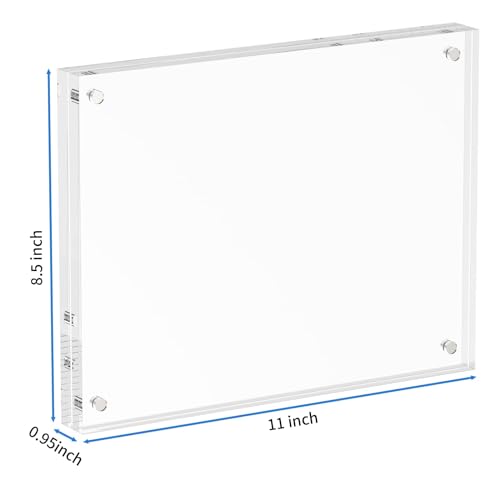 NIUBEE 8.5x11 Picture Frame, Clear Certificate Document Photo Frame | Shatterproof &Safe, 95% High Transparency, UV protection, Double-sided display Magnetic Desktop Frames for Picture Display - size: 8.5x11"(1 Pack)