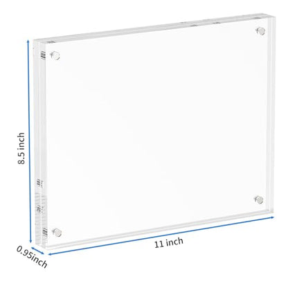 NIUBEE 8.5x11 Picture Frame, Clear Certificate Document Photo Frame | Shatterproof &Safe, 95% High Transparency, UV protection, Double-sided display Magnetic Desktop Frames for Picture Display - size: 8.5x11"(1 Pack)