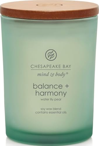 Chesapeake Bay Balance + Harmony Scented Candle Water Lily Pear Fragrance 50 Hours Burn Time Warm & Decorative Soy Wax Blend - color: Balance + Harmony, size: 8.8oz