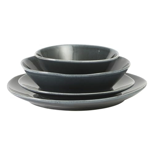 Two Time Oprah's Favorite Things Winner - Montecito Breeze 16 Piece (Service for 4) Double Plates and Bowls Stoneware Reactive Glaze Dinnerware Set - Laguna Dawn - color: Laguna Dawn