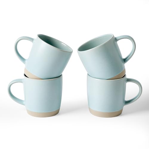 famiware Coffee Mugs Set of 4, Milkyway 13 oz Ceramic Cup Set with Handle | Stoneware Mug Set for Tea, Coffee, Latte, Cappuccino, Cocoa, Microwave and Dishwasher Safe, Light Blue - color: Milkyway-Light Blue, size: 4 Count (Pack of 1)