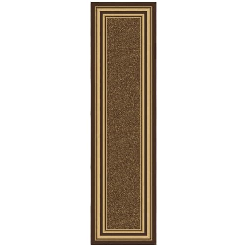 Ottomanson 3x10 Hallway Runner Rug – Non-Slip Kitchen Rugs - color: Border Brown, size: 2'7" x 9'6" (Runner)