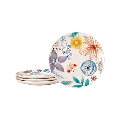 Bico Blossom Symphony Salad Plates Set of 4, 8.75 Inch Ceramic Dessert Plates for Salad, Appetizer, Side Dishes, Microwave and Dishwasher Safe, Gift for Housewarming and Thanksgiving - color: Blossom Symphony
