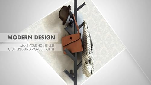 Coat Rack & Hat Rack - Modern Design - Wall Mounted - Stylish - (Black) - color: Black