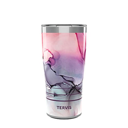 Tervis 20oz Stainless Steel Tumbler | Inkreel - Fluid Pink | Thermos Travel Mug, Insulated, 18/8 Stainless, Quiet Base, BPA-Free, Dishwasher Safe, Fits Most Cupholders, Gifts under $50 - color: 20oz Traveler with Slider Lid, style: Inkreel - Fluid Pink