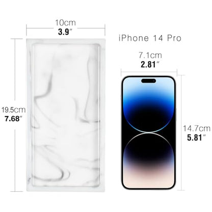 Emibele Bathroom Vanity Tray Countertop, 8" Rectangular Marble Resin Tray | Dresser Kitchen Sink Tray, for Jewelry Cosmetic Perfume Soap Candle, Compact Lightweight Waterproof, Mini Size, Marble White - color: Ink White, size: 7.7" x 3.9" x 0.8"