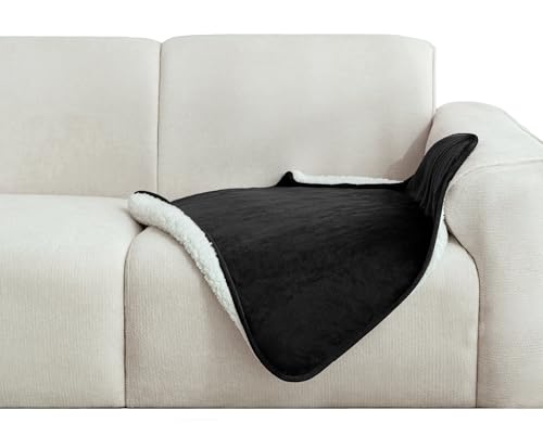 gogobunny Waterproof Pet Blanket for Small Dogs and Cats, Reversible Sherpa Fleece Soft Plush Throw for Couch Protection, Washable Furniture Protector (Black, 30x30 inches) - color: Black, size: 30x30 inches