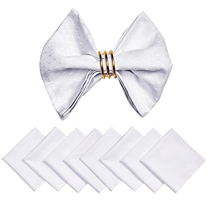 White Jacquard 17x17 Square Polyester Cloth Napkins Set of 8 | Waterproof, Stain Resistant, Shrink Proof, Washable, fabric, Outdoor, Dining, Wedding, Kitchen, Party, Banquet, Reusable - color: White