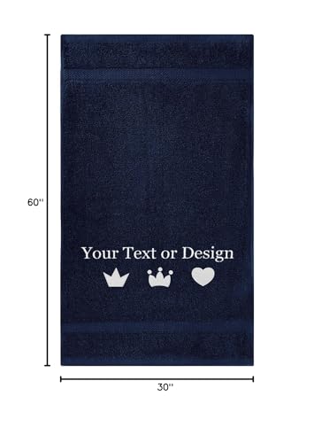 Personalized Bath Towel - Custom Turkish Cotton Towels with Embroidered Name, Monogram - Soft & Absorbent Bath Sheet - Navy, 30"x60" (1 Pack) - color: Navy, size: Bath Sheet (30"x60")