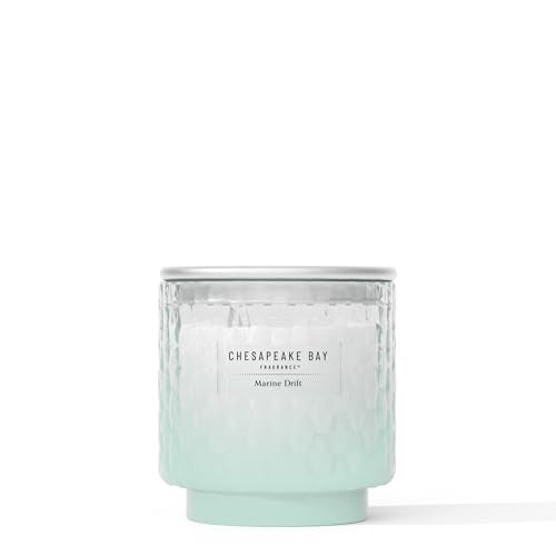 Chesapeake Bay, 11oz Marine Drift Scented Candle, Mood Evoking Fragrance, Textured Sea Glass-Inspired Jar, Premium Soy Blend Wax with Essential Oils, Coastal Fragrance for Home Décor or Gifting - color: Marine Drift, size: 11oz