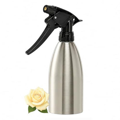 304 Stainless Steel Plant Spray Bottle 500ml, 16oz Refillable Garden Mister for Indoor Plants, Leaf Cleaning & Humidity Control, Durable Metal Spray Bottle for Gardening, Hair, Cleaning