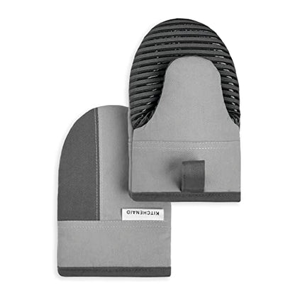 KitchenAid Beacon Two-Tone Non-Slip Mini Oven Mitt Set, Cool Grey/Frost Grey, 5.5"x8", 2 Piece - color: Cool Grey/Frost Grey