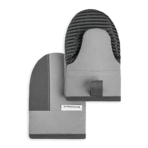 KitchenAid Beacon Two-Tone Non-Slip Mini Oven Mitt Set, Cool Grey/Frost Grey, 5.5"x8", 2 Piece - color: Cool Grey/Frost Grey