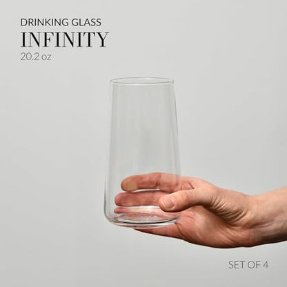 Krosno Water Glasses Set of 4, 20.3 oz, Infinity Collection | Highball Drinking Glasses, Lead-Free Crystal Glassware, Tapered Juice Glasses, Water Coctails Glass Set, Dishwasher Safe - size: Water 20 fl-oz (Set of 4)