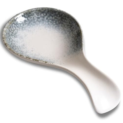 Ceramic Spoon Rest for Stove Top, 8 Inches Large Spoon Holder for Kitchen Counter, Porcelain Utensil Rest, Housewarming Christmas Gift, Dishwasher Safe Heat-Resistant, Ice-Flecked Smoke White(1 PC) - color: Ice-Flecked Smoke White