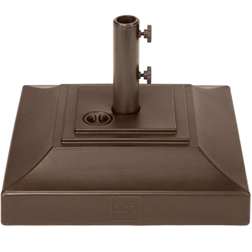 Best Choice Products Fillable Umbrella Base Stand Pyramid Design Plastic Patio Umbrella Base Stand, Pole Holder for Outdoor, Lawn w/ 55lbs Weight Capacity, Adjustment Knob - Brown - color: Brown, size: Non-Mobile