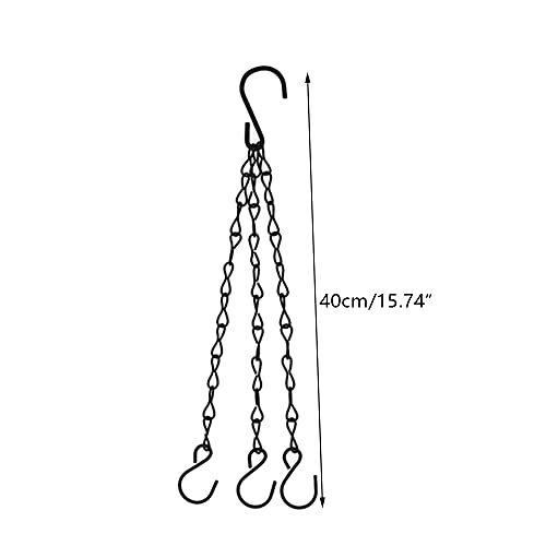 OUKEYI 6 Pcs Hanging Chain, Heavy Duty 15.7 Inch Hanging Flower Basket Galvanized Replacement Chain -3Point Garden Plant Hanger for Outdoor Bird Feeders, Planters and Lanterns (Black) ¡­