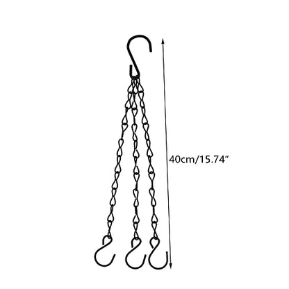 OUKEYI 6 Pcs Hanging Chain, Heavy Duty 15.7 Inch Hanging Flower Basket Galvanized Replacement Chain -3Point Garden Plant Hanger for Outdoor Bird Feeders, Planters and Lanterns (Black) ¡­