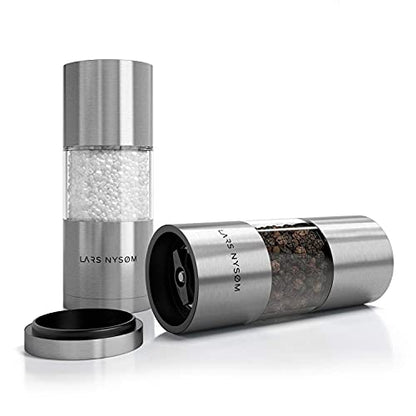 LARS NYSØM Salt and Pepper Grinder Set, Manual Salt and Pepper Mills with Adjustable Ceramic Grinder, Design Spice Shaker Set (Stainless Steel) - color: Stainless Steel