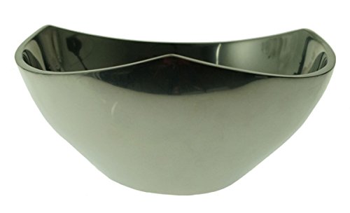 nambe Tri-Corner Salad Bowl | Chilled Serving Dish for Side Dishes, Pasta, Guacamole | Prep-Ahead-Bowl Can Be Heated or Chilled | 9-Inch | Made of Metal Alloy (Silver) - size: 9"