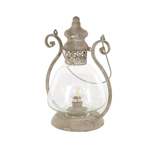 Deco 79 Metal Scroll Indoor Outdoor Candle Lantern Decorative Lantern Candle Holder with Arched Handle, Lantern 9" x 8" x 12", Bronze - color: Bronze, size: 9" x 8" x 12"