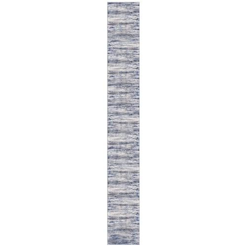 KOZYFLY Modern Abstract Washable Long Rug Runner 2.6x20 Hallway Rug Runner Non-Slip Soft Stair Runners, Grey-Blue Striped 20 feet Runner Rug for Kitchen Entryway Bathroom Laundry Room Foyer - color: Blue-grey, size: 2'8" x 20' (Runner)