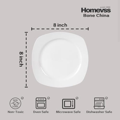 HomeVss, New Bone China Dinnerware Set, Coupe Square Shape, 40pc Set - color: Square Coupe, size: Service for 8 - 40pc Set