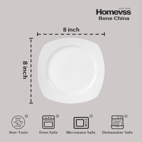 HomeVss, New Bone China Dinnerware Set, Coupe Square Shape, 20pc Set - color: Square Coupe, size: Service for 4 - 20pc Set